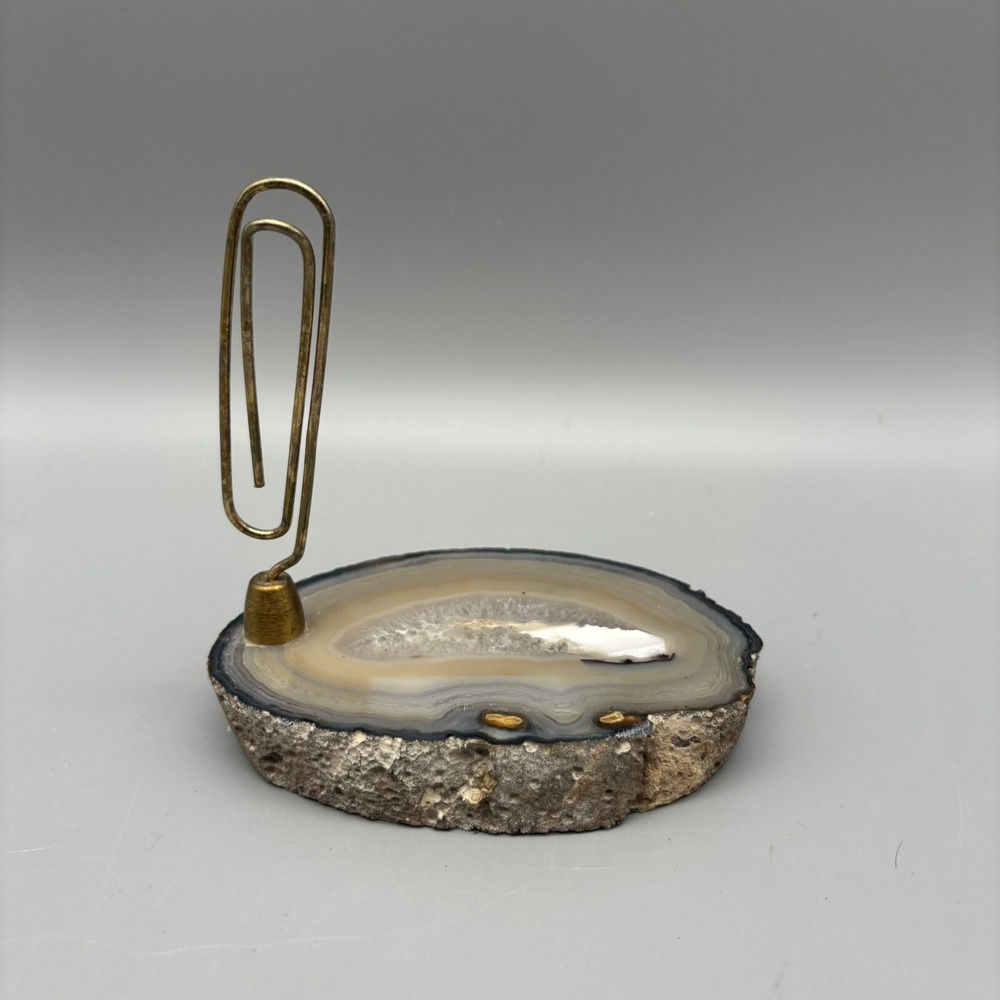 Vintage Mid Century Modern Geostone Geode Paperweight Letter Holder